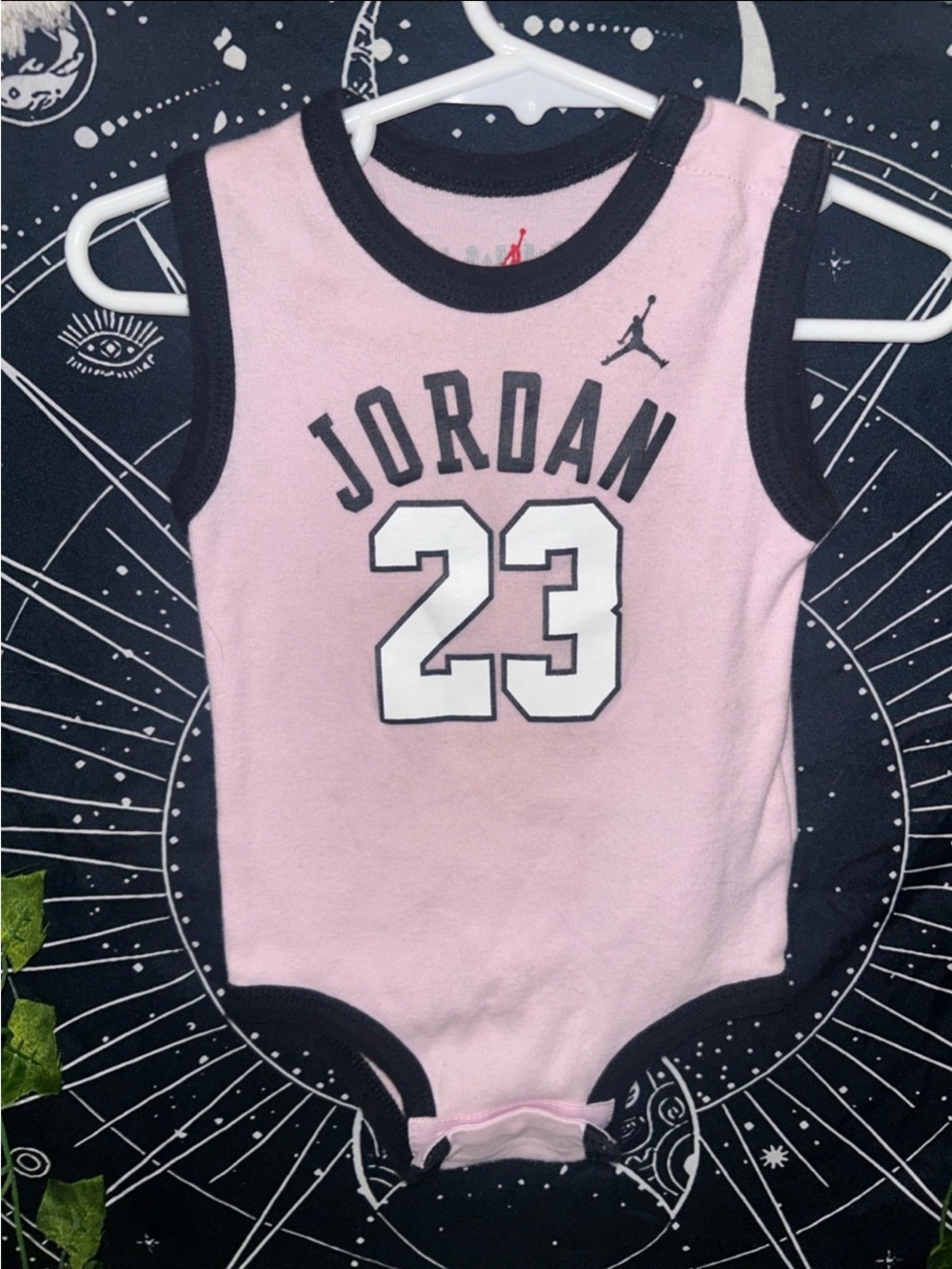 Jordan Pink & Black Infant Sleeveless Bodysuit with 23